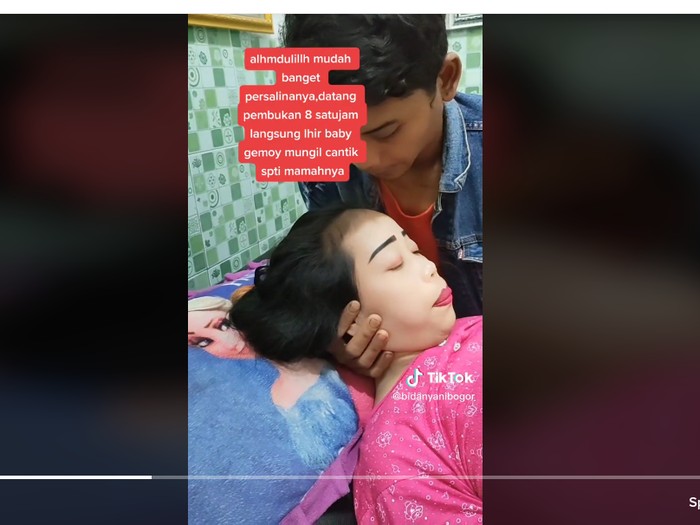 Video viral calon ibu mengenakan riasan makeup saat bersalon bikin netizen salfok.