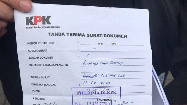 Bukti laporan diterima KPK dan akan diserahkan ke Dewas