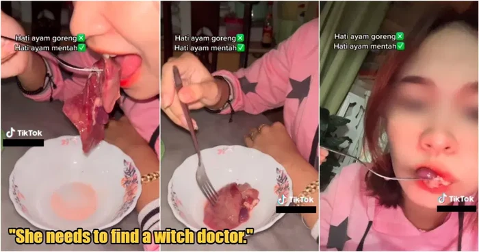 Duh! Wanita Cantik Ini Punya Hobi Makan Hati Ayam Mentah