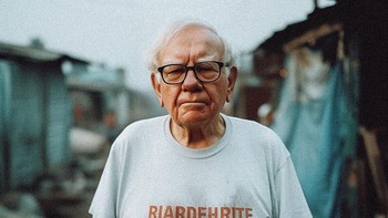 Pengusaha Amerika Warren Buffet terlihat mengenakan T-shirt putih dengan noda kotoran terselip di celana yang dibuka ritsletingnya Foto: https://www.instagram.com/withgokul/