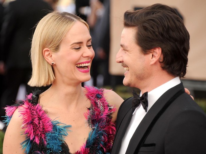LOS ANGELES, CA - JANUARY 30:  Actors Sarah Paulson and Pedro Pascal arrive at the 22nd Annual Screen Actors Guild Awards at The Shrine Auditorium on January 30, 2016 in Los Angeles, California.  (Photo by Gregg DeGuire/WireImage)