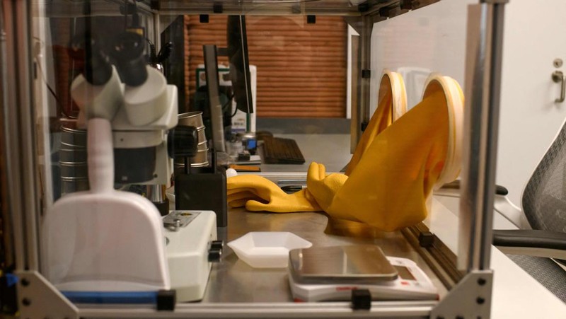 A simulated Mars exterior portion of the CHAPEA's Mars Dune Alpha at the Johnson Space center in Houston, Texas on April 11, 2023. - CHAPEA's Mars Dune Alpha is a 3D printed habitat designed to serve as an analog for one-year missions. (Photo by Mark Felix / AFP) (Photo by MARK FELIX/AFP /AFP via Getty Images)