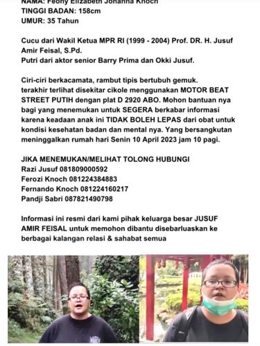 Poster Orang Hilang Putri Barry Prima