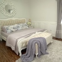 Penampakan kamar tidur utama dengan ranjang bergaya klasik. Warna mute menjaga penampilan tetap modern. (Foto: YouTube/Trans7 Official)