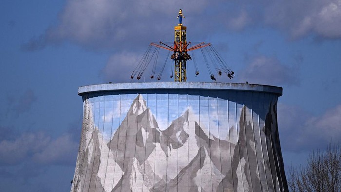 A photo shows the amusement park 'Wunderland Kalkar' (Wonderland Kalkar) in Kalkar, western Germany on April 11, 2023. - Wunderland Kalkar was a nuclear fast breeder (Schneller Brueter), which was completed but never taken online until 1991, and in 1995 Dutch investor Hennie van der Most bought it and transformed into an amusement park. (Photo by Ina FASSBENDER / AFP) (Photo by INA FASSBENDER/AFP via Getty Images)