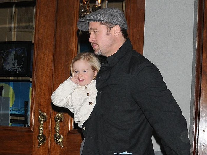 Actors Angelina Jolie and Brad Pitt walk out of a shop with Shiloh Nouvel in Venice, Tuesday, Feb. 16, 2010. Angelina Jolie is in Venice to shoot scenes of the movie 