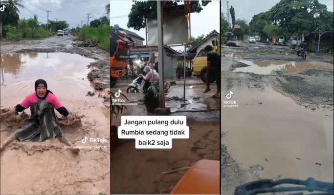 Viral Jalan Rusak di Rumbia Lamteng