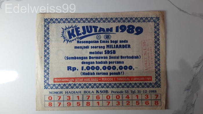 Hasil angka undian SDSB.