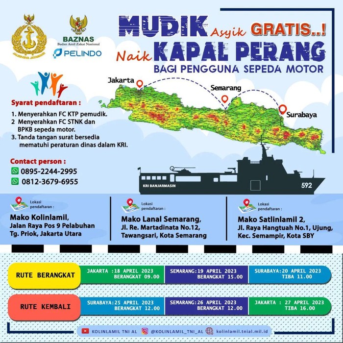 Info Pendaftaran Program Mudik Gratis Kapal Perang TNI AL