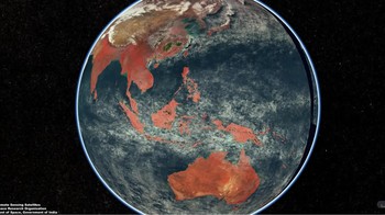 Gambar yang dirilis ISRO dihasilkan menggunakan gambar dari Ocean Color Monitor (OCM) pada satelit EOS-06 . Ini adalah satelit generasi ketiga dalam seri satelit Oceansat India. Foto: ISRO