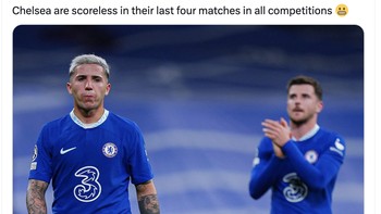 Dalam 4 pertandingan berurutan, Chelsea sama sekali tidak bisa mencetak gol. Foto: Twitter