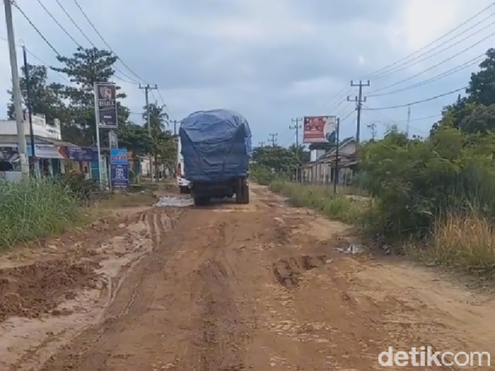 Potret jalan rusak parah di Lampung.