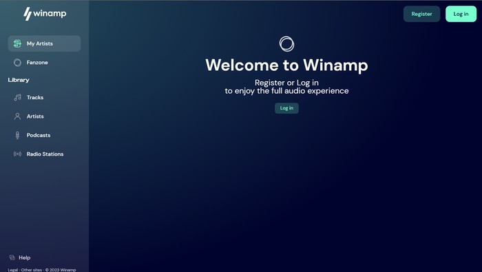 Aplikasi web baru Winamp