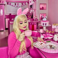 Bruna Carolina Peres, wanita asal Brazil yang terobsesi dengan boneka Barbie. Tak hanya menggunakan pakaian pink, namun dia hidup di rumah pink. Foto: dok. Instagram/@brunabarbieoficial