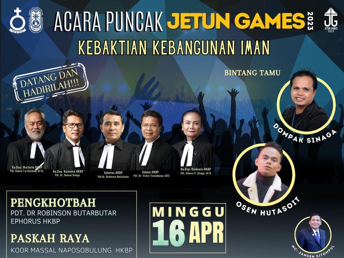 Gereja Huria Kristen Batak Protestan (HKBP) gelar Jetun Games di Kecamatan Siborongborong, Kabupaten Tapanuli Utara, Sumatera Utara (Sumut). Event itu baru digelar tahun ini setelah sekitar hampir 40 tahun vakum. Istimewa