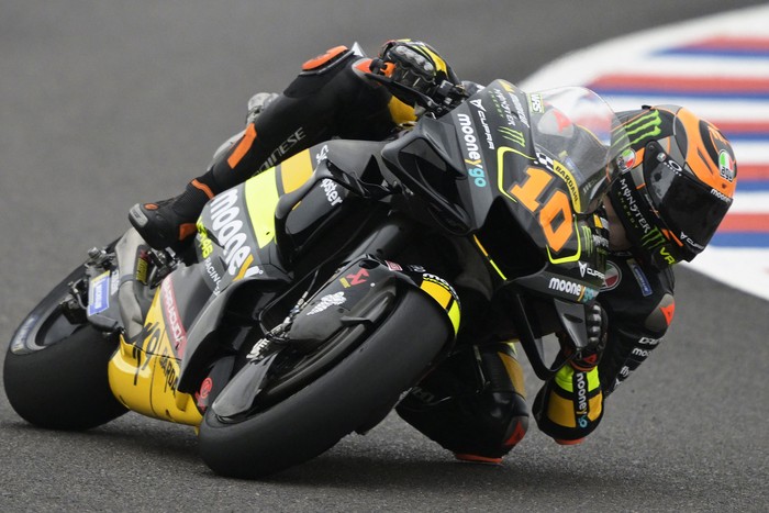 Ducati Italian rider Luca Marini takes a turn during the MotoGP free practice session of the Argentina Grand Prix at Termas de Rio Hondo circuit, in Santiago del Estero, Argentina, on April 1st, 2023. (Photo by JUAN MABROMATA / AFP) (Photo by JUAN MABROMATA/AFP via Getty Images)