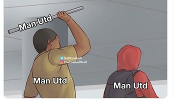 Saat unggul, Manchester United malah digebuk MU dan Setan Merah. Foto: Twitter