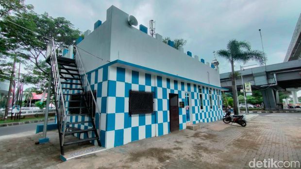 Pos Polantas diserang OTK di Makassar. Agus Umar Dani/detikSulsel