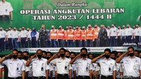 Simulasi digelar saat apel operasi angkutan Lebaran 2023.