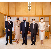 Putra mahkota Pangeran Hussein juga ikut mendampingi kedua orangtuanya menemui Kaisar Naruhito dan Permaisuri Masako dari Jepang. Foto: Dok. Instagram
