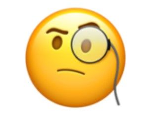 Emoji wajah dengan kacamata berlensa.