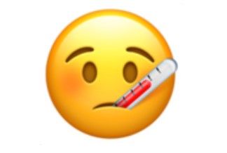 Emoji wajah dengan termometer.