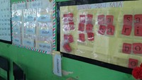 Ada pula Dinding Suku Kata. Jika sudah diajarkan, siswa bisa mandiri bermain bersama-sama. Itu nanti dimain-main, nanti sambil dibaca. Misal dia main ambil gambar bola, nanti dia masukin suku kata bo dan la, terang Normi. Foto: Trisna Wulandari/detikEdu