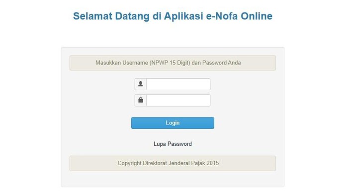 E-nofa pajak, faktur pajak, e-faktur pajak, e-nofa online.