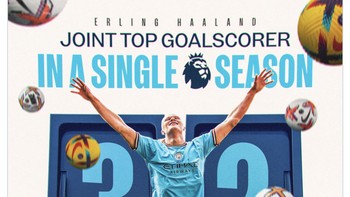 Itu membuatnya berada dalam jajaran pemain yang mencetak gol terbanyak dalam satu musim di Liga Inggris. Foto: Twitter