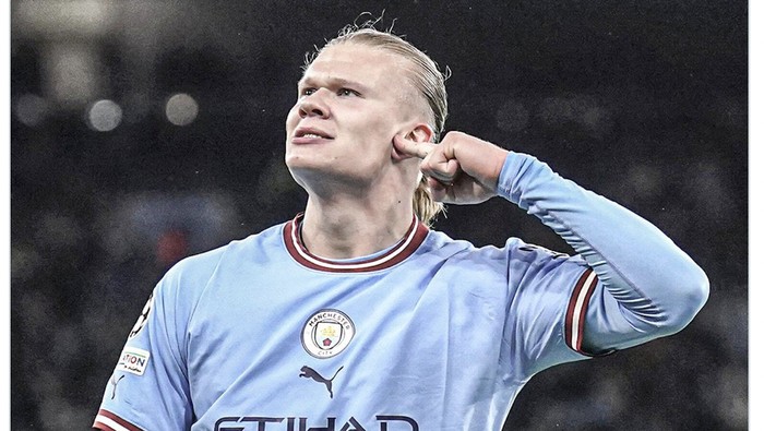 Dua gol yang dilesakan Striker Man City Erling Haaland membuatnya sejajar sebagai pencetak gol terbanyak dalam satu musim di Liga Inggris.