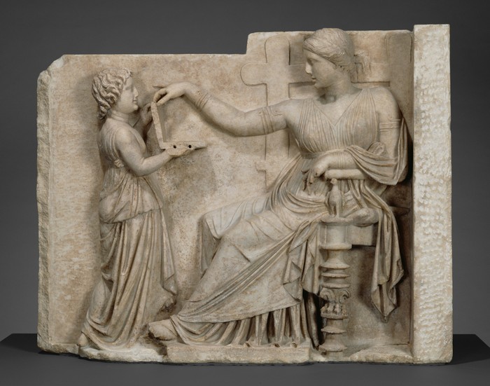 Grave Naiskos of an Enthroned Woman with an Attendant