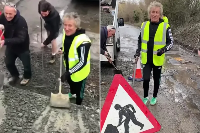 Musisi Rod Stewart perbaiki jalan di sekitar rumahnya.