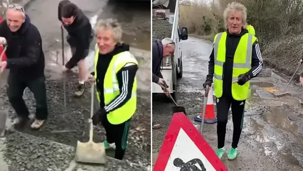 Musisi Rod Stewart perbaiki jalan di sekitar rumahnya.