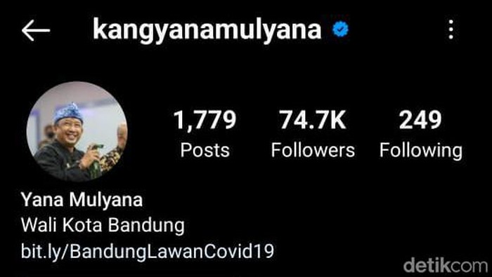 Tangkapan layar instagram jejak akun Yana Mulyana.