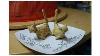 Unik! 10 Bentuk Ketupat Nyeleneh, Ada yang Bentuk Kucing hingga Kuda
