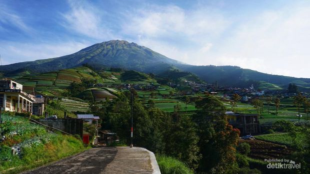 Menjuju dusun Butuh Kaliangkrik disambut dengan view gunung Sumbing yg keren