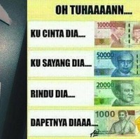 Dapet THR memang bikin semangat. Tapi jangan terlalu maksimal sampai uangnya jadi ikutan gini. Auto nyesek deh setelahnya. Foto: 1cak.com