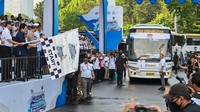 Menteri BUMN, Erick Thohir melepas keberangkatan peserta Mudik Bersama BUMN 2023 di Gelora Bung Karno, Jakarta.  