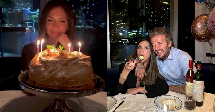 Victoria Beckham makan kue