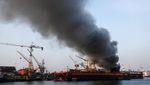 Kapal Kargo Terbakar di Pelabuhan Tanjung Perak