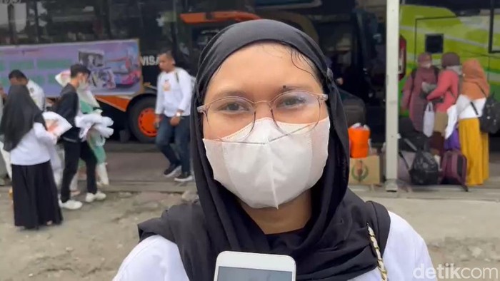 Putri Harahap, peserta mudik gratis Pemkot Medan. (Raja Malo Sinaga/detikSumut)