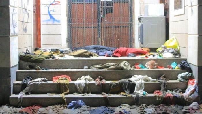 Clothes are pictured on the ground after a stampede in Sanaa, Yemen, April 19, 2023. Houthi Media Office/Handout via Reuters THIS IMAGE HAS BEEN SUPPLIED BY A THIRD PARTY.
