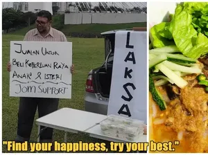 Pria Ini Jualan Laksa demi Belikan Istri dan Anak Baju Lebaran