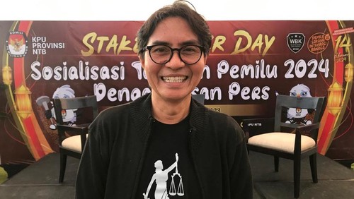 Ketua Divisi Hukum dan Pengawasan KPU NTB Yan Marli saat ditemui di Golden Palace Hotel Mataram pada Rabu (19/4/2023).