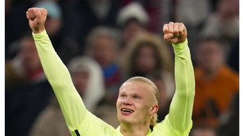 Tweet resmi Erling Haaland untuk para suporter, dia berterima kasih untuk dukungannya sampai Manchester City masuk ke semifinal Liga Champion. Foto: (Twitter)