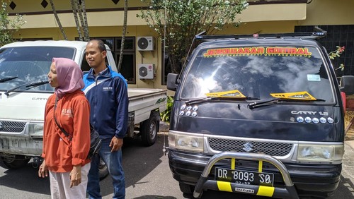 Mobil pikap milik warga Kecamatan Labuapi, Rusman (45) akhirnya ditemukan setelah hilang, Maret 2023 lalu, Kamis (20/4/2023).