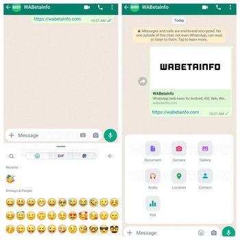 Tampilan keyboard dan menu attachment baru di WhatsApp
