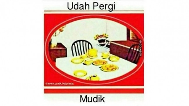 Ketika keluarga ikonik biskuit juga ikutan mudik. Jadi auto hilang cuma tinggal bangku dan kursinya aja nih.. Foto: 1cak.com