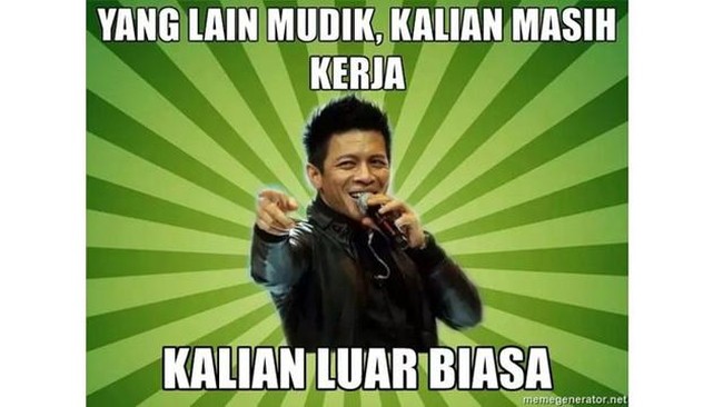 Buat yang nggak bisa mudik saat Lebaran karena masih bekerja, dapet salam nih dari Ariel Noah. Kalian luar biasa! Foto: 1cak.com