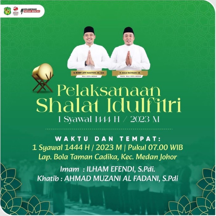 Poster pelaksanaan Salat Idul Fitri Pemkot Medan. (Foto: Istimewa)